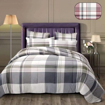 Trapunta In Microfibra Letto Matrimoniale Zurigo Tartan Colore Rosso